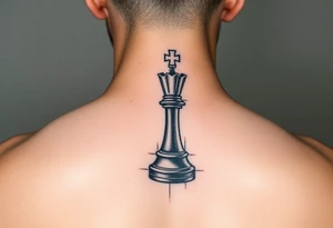 Queen and king chess piece on arm tattoo idea