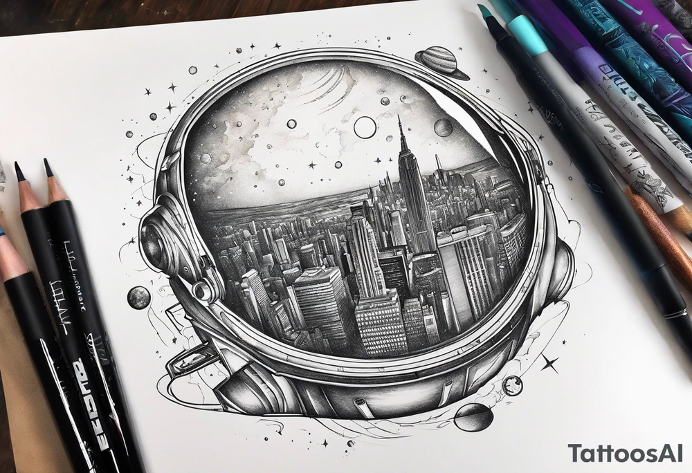 Space, city, planet. tattoo idea