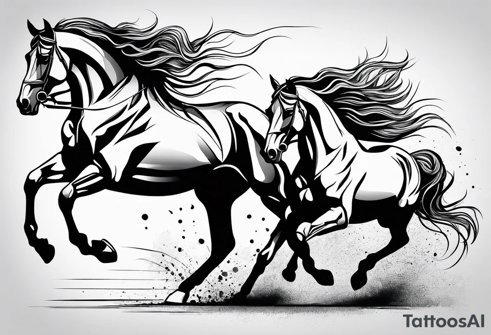 Horse drawn using simple lines tattoo idea