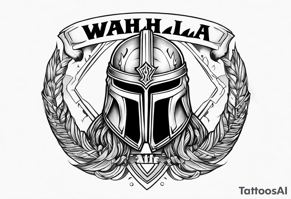 Valhalla  warrior soldier helmet tattoo idea