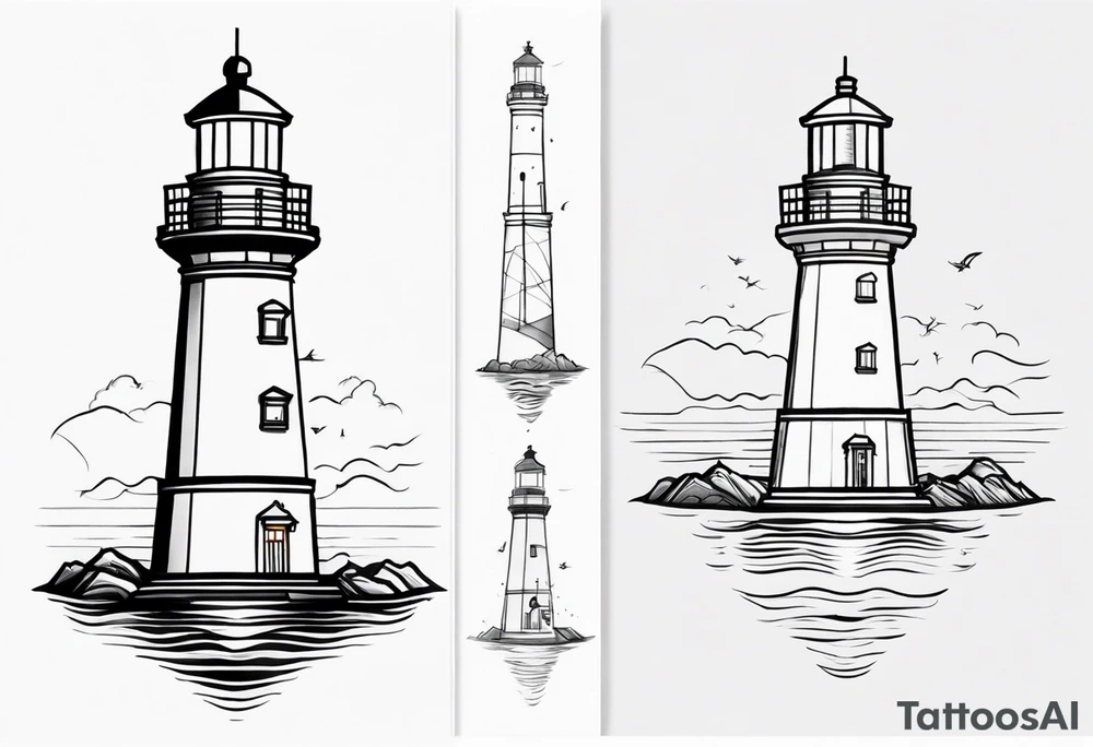lighthouse fine line tattoo idea