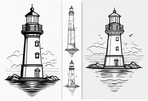 lighthouse fine line tattoo idea