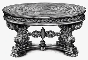 Broken stone table with coiled ropes tattoo idea