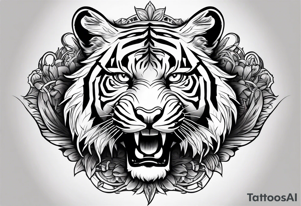Memorial piece including a tiger on forearm.
Make a place for lettering on top and bottom tattoo idea