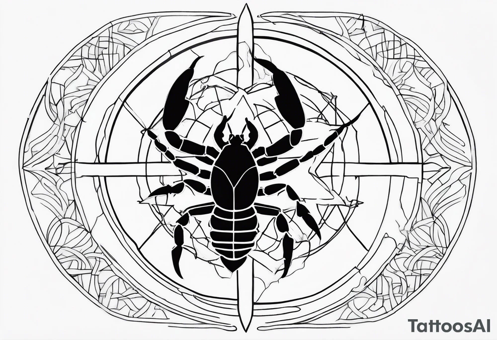 Scorpion star map sign with tree of life tattoo idea