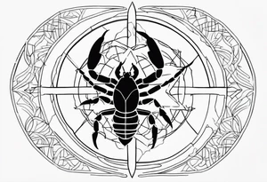 Scorpion star map sign with tree of life tattoo idea