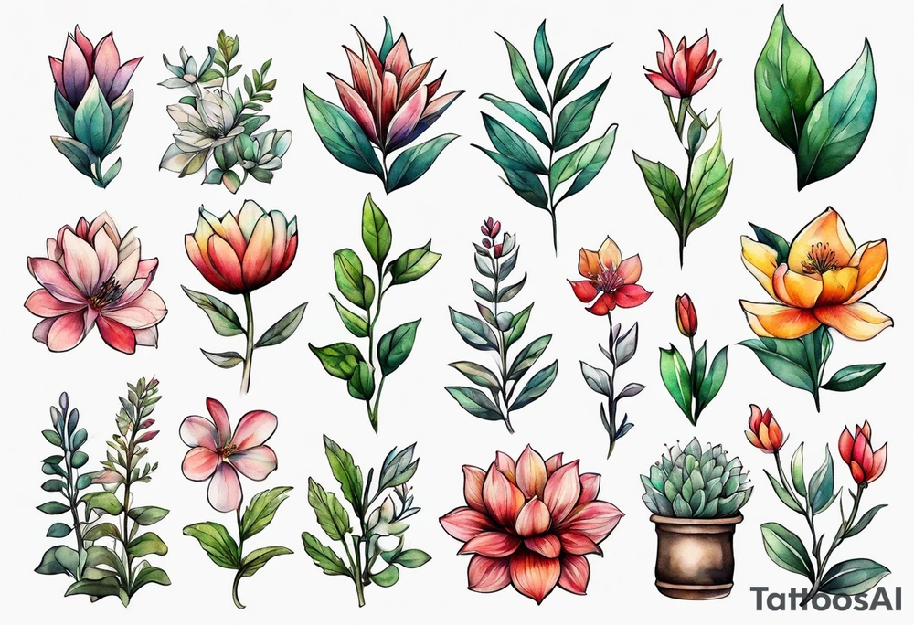 tiny botanic tattoo idea