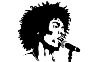 Jimi hendrix, afro, silhouette, looking straight tattoo idea