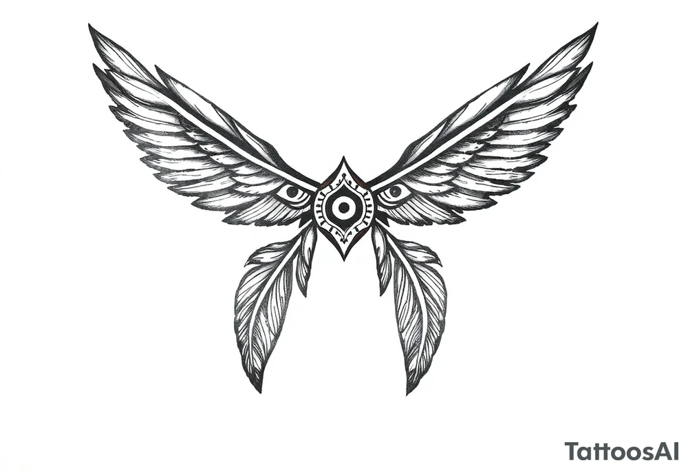 spiritual feathers ornamental indian shaman rune tattoo idea