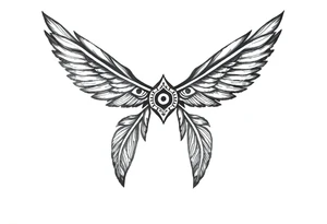 spiritual feathers ornamental indian shaman rune tattoo idea