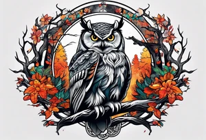 owl forest tattoo idea