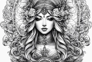 Religious sleeve clouds heaven tattoo idea