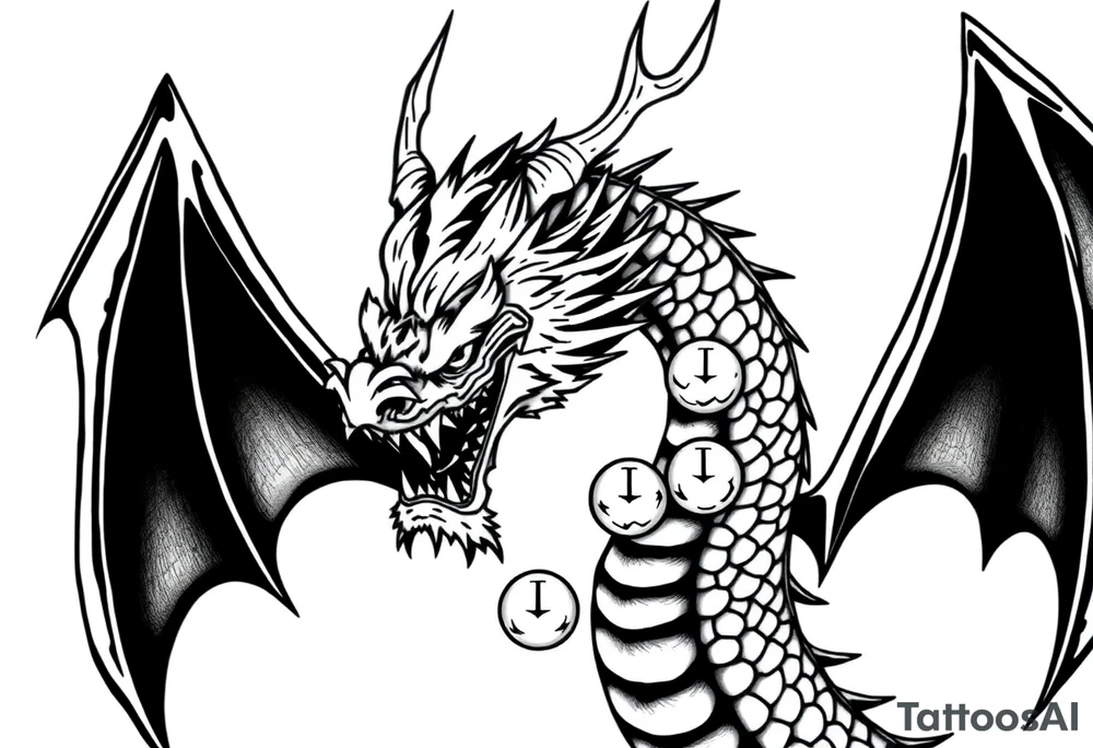 Shenron dragon with 7 dragon balls tattoo idea