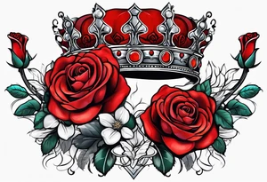 the red rose queen's crown with a heart tattoo idea