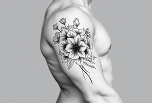 Bouquet of multiple flowers tattoo idea