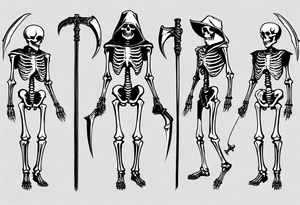 Skeleton with scythe death tattoo idea