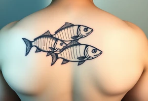 Two to three ocean fish swimming with shadows tattoo idea