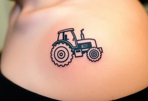 A stylized tractor made of mechanical gears, showing the strength and engineering behind farming machinery tattoo idea