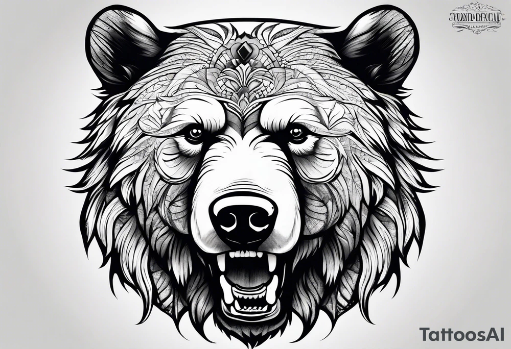 growling bear, torso tattoo idea