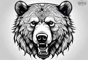 growling bear, torso tattoo idea