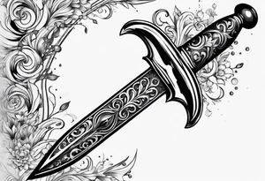 Feminine magical dagger with a splash of water swirling around it delicately tattoo idea