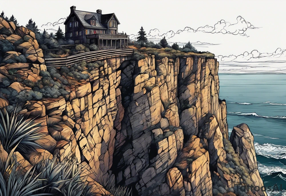 A shadow on the edge of a Cliff looking abound tattoo idea