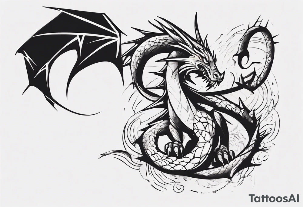 Dragon wrapping around arm with spikes tattoo idea