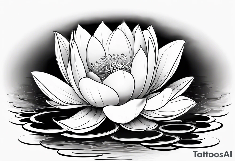 a solitary lotus flower in a watery landscape tattoo idea