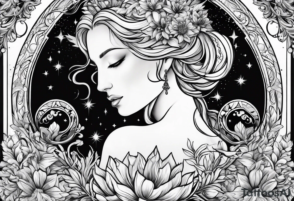 Virgo sign with nature tattoo idea