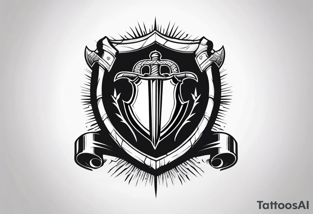 Valhalla shield sword axe tattoo idea
