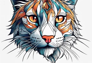 A cat extends its paw to the beast looking at it tattoo idea