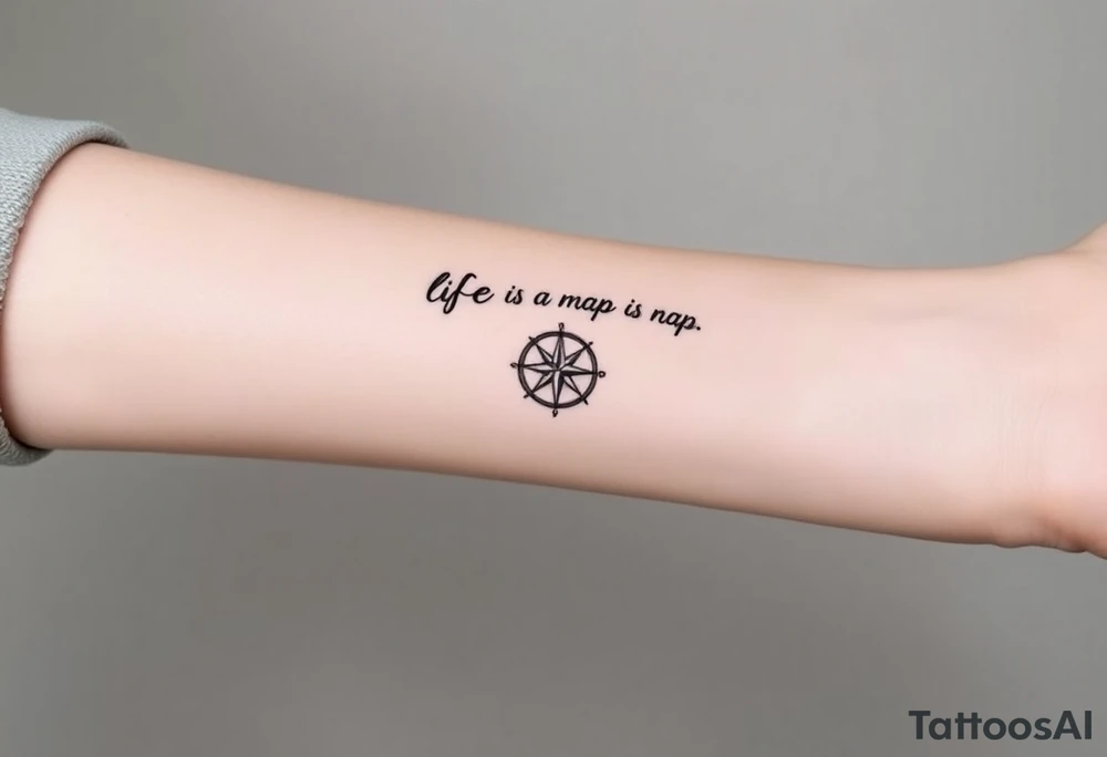Your life is a map with no compass. With a small compass symbol tattoo idea