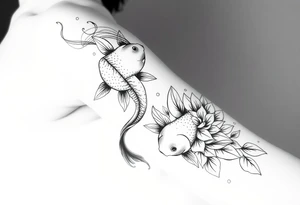 2 koi swimming upstream with tiger lily’s tattoo idea