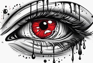 Bleeding tear drain to down from red eye sleeve tattoo design tattoo idea