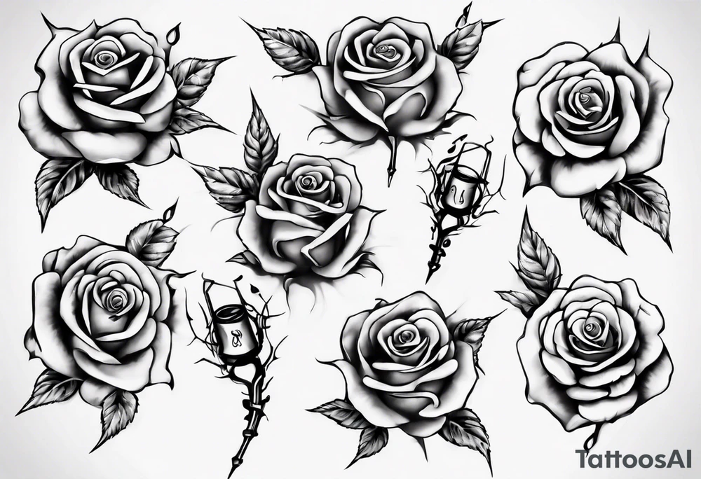 music stave hearth roses tattoo idea