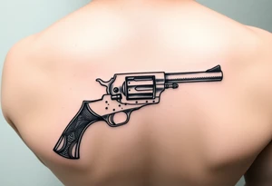 A revolver with a flat bottom but an inverted section after the trigger tattoo idea