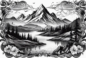explosion in mountains tattoo idea