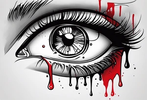Bleeding tear flows from eye tattoo design tattoo idea