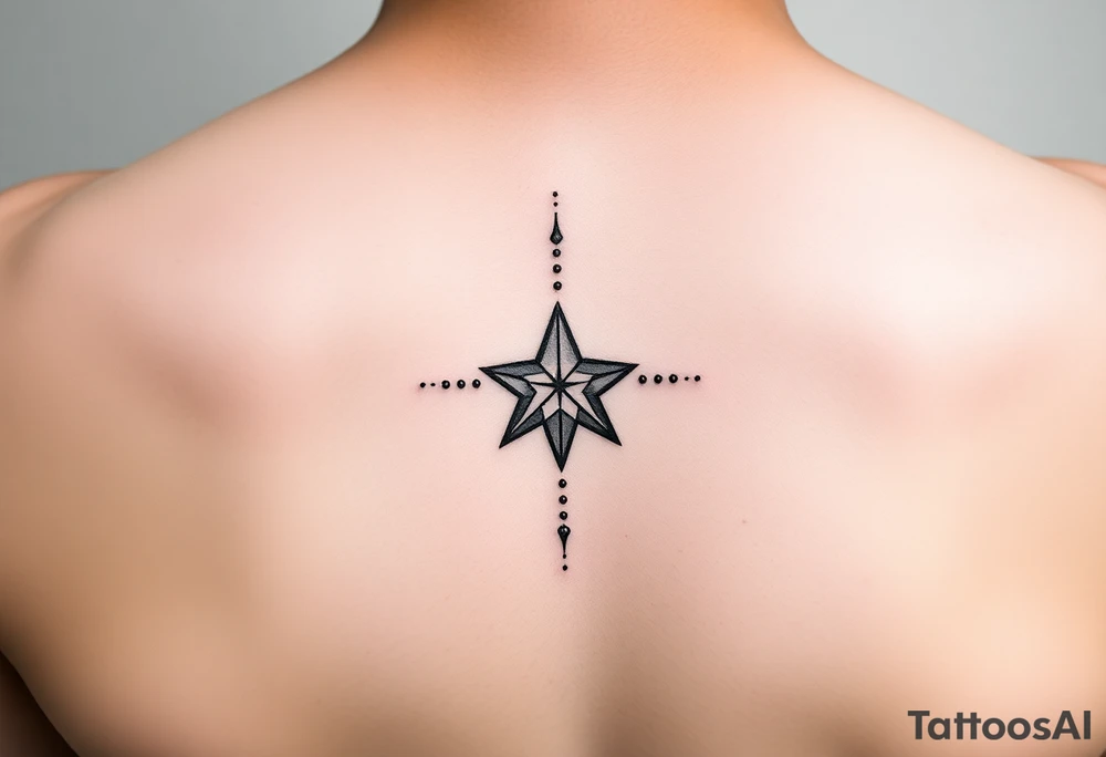 Beautiful and elegant star and dots hand tattoo with text tattoo idea