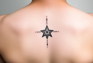 Beautiful and elegant star and dots hand tattoo with text tattoo idea