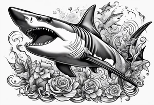 Hammerhead shark and tiger shark tattoo idea