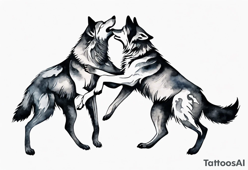 two wolves dancing the tango. extremely simplified tattoo idea