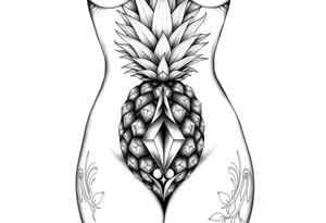 To cover pubic area vagina and anus using a bushy pineapple with diamonds with vagina and anus erotic and magestic tattoo idea