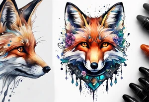 Watercolor fox tattoo idea