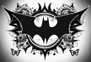 Goku and Batman symbol with butterflies tattoo idea