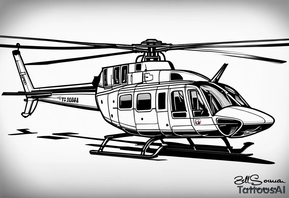 a bell 407 helicopter with the name T. Sousa on it. tattoo idea a bell 407 helicopter with the name T. Sousa on it. tattoo idea