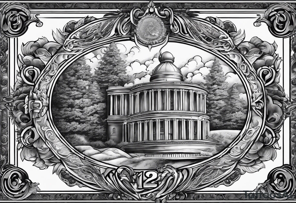 The year 1974 on a 100 dollar bill tattoo idea