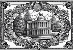 The year 1974 on a 100 dollar bill tattoo idea