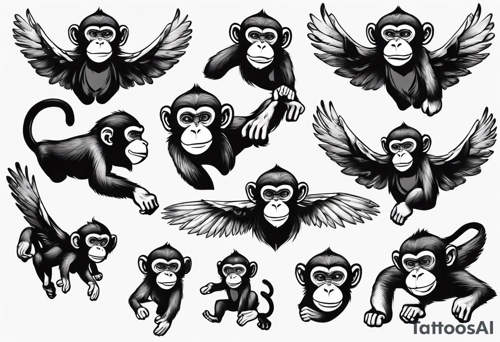 A monkey flying tattoo idea