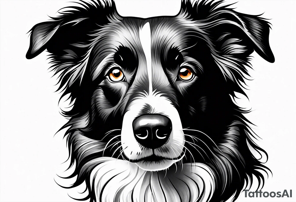 Tattoo of a border collie with one eye tattoo idea
